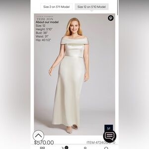 Teri Jon Jacquard Off The Shoulder Column Gown